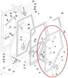 SZYBA LEWA DRZWI NEW HOLLAND 81871242 - E9NN94032N18BB
