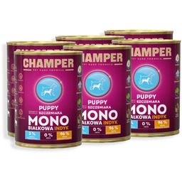 CHAMPER Puppy Monobiałkowa Indyk 6x400g karma mokra