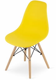 ŻÓŁTE KRZESŁO MODERN DREWNIANE NOGI POLIPROPYLEN ZESTAW 4