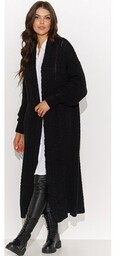 Otulający damski otwarty długi sweter czarny NU_S91, Kolor