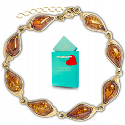 Złota bransoletka damska z bursztynem srebro pozłacane bursztyn