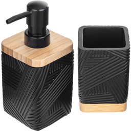 Zestaw Lunel dozownik na mydło+kubek łazienkowy czarny