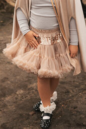 Tiulowa spódniczka z falbanami i cekinami "Kremowa tutu"