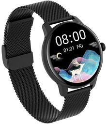 Czarny Damski Zegarek G.rossi Smartwatch Bluetooth Kcal Puls