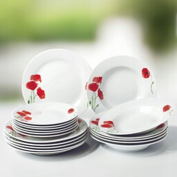 Serwis Obiadowy Porcelanowy Zestaw Talerzy Biały Na 6