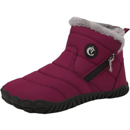 Damskie Śniegowce Buty Zimowe Wodoodporne Ciepłe Futro Bordowe