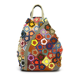 Skórzany pojemny damski torebka i plecak w mozaikę