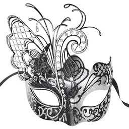 Sliver/czarny motyl Rhinestone metalowa wenecka maska damska