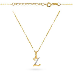 Złoty Komplet łańcuszek rolo 42-45 cm z literką