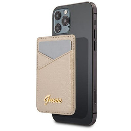 Guess Wallet Card Slot GUWMSSASLGO MagSafe Saffiano złoty/gold