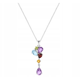 SREBRNY NASZYJNIK 925 AMETYST GRANAT OLIWIN TOPAZ