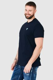 GUESS Granatowy t-shirt męski z turkusowym logo, Wybierz
