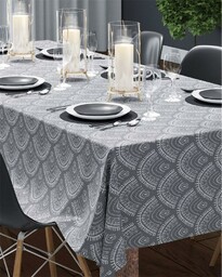 Detexpol Obrus dekoracyjny 140x180 szary biały rozety 4133