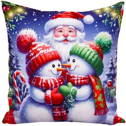 Poszewka bożonarodzeniowa kolorowa w Świętego Mikołaja i bałwanki