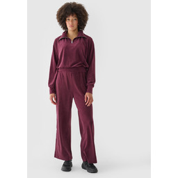 Spodnie dresowe z weluru z szerokimi nogawkami damskie