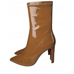 Aldo Lakierowane Klasyczne Kozaki z Zamkiem Brązowe 36