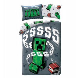 140x200 Pościel Minecraft Gamer Czarny Mnc 324
