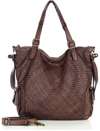 Miejska torebka z regulowanymi rączkami shopper pleciona skóra