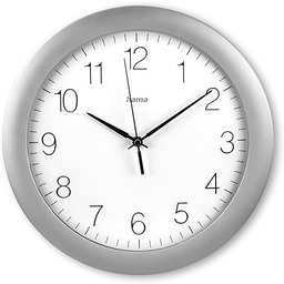 Hama Teneriffa Srebrny Zegar Ścienny 30cm, Wysoka Precyzja