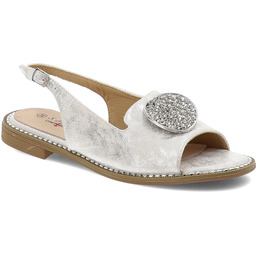 S.Barski Srebrne Sandały Stylowe Obuwie Damskie