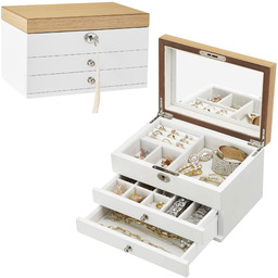 Szkatułka na biżuterię kuferek biały drewniany 14,5x24,5 JOW15WNV1