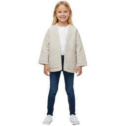 Kurtka dziewczęca Zara lniana kimono beżowa-122