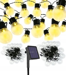 Girlanda Ogrodowa Lampki Ozdobne Ciepłe Solarne 40 Led