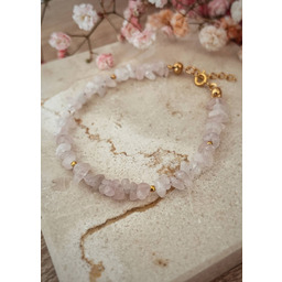 Pakamera Bransoletka pozłacana z kamieni naturalnych Kwarc Różowy