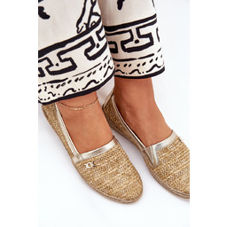 Eleganckie Skórzane Espadryle Z Plecionką Zazoo 10178 Beżowo-Złote-37