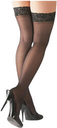 Cottelli - Pończochy czarne z paskiem - 5/XL