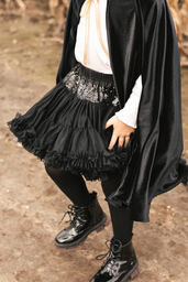 Tiulowa spódniczka z falbanami i cekinam "Czarna tutu"