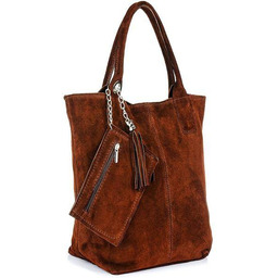 Shopperka brązowa skórzana T49
