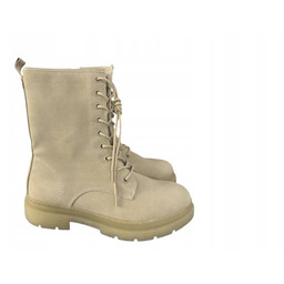 Tamaris Beżowe Kozaki Sznurowane na Zimę 38 Tla