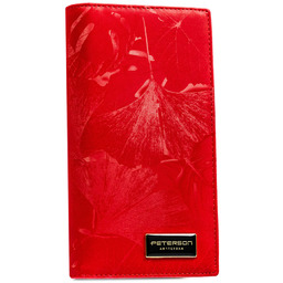 Duży, czerwony, pionowy portfel damski zamykany na magnes