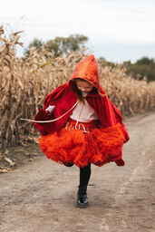 Tiulowa spódniczka z falbanami i cekinam "Czerwony kapturek"