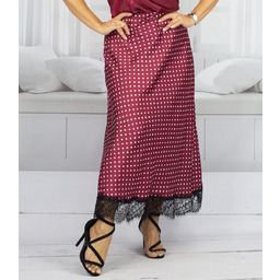 Stylowa spódnica maxi z koronką w groszki