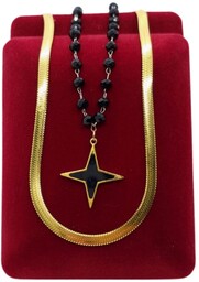 Naszyjnik 2w1 taśma, beads i gwiazdka - Pozłacana