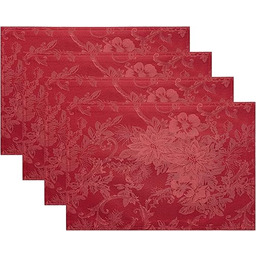 Elrene Home Fashions Poinsettia Elegance żakardowe podkładki świąteczne