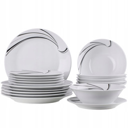 Serwis Obiadowy Komplet Talerzy Zastawa Porcelanowa Białe