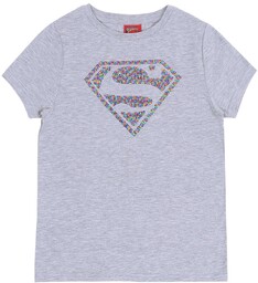Szara koszulka, t-shirt z cekinami Superman L