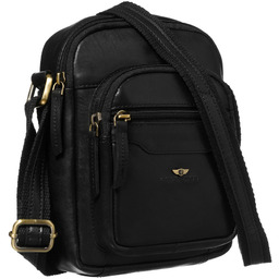 Mała, skórzana listonoszka męska w czarnym kolorze -