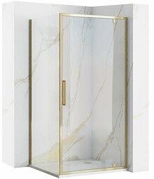 Złota kabina prysznicowa narożna uchylna 90x80 Rapid Swing