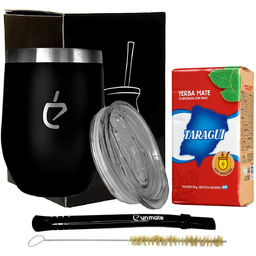 Czarny zestaw Taragui TERMOLID do yerba mate: matero,