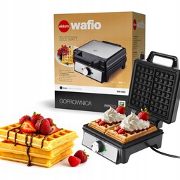 Gofrownica Eldom 2 Duże Gofry Prostokąty Regulacja Temperatury
