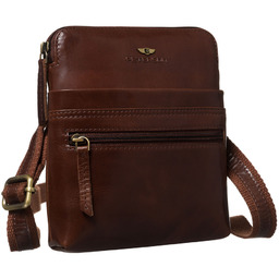 Mała, skórzana listonoszka męska w brązowym kolorze zamykana