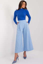 Jasnoniebieskie garniturowe spodnie damskie typu culotte