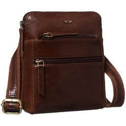 Elegancka, skórzana listonoszka męska w brązowym kolorze zamykana