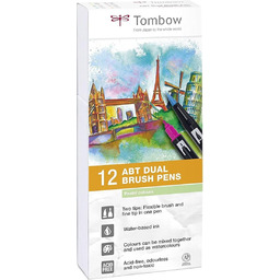 Tombow Dual Brush Flamaster, Wielokolorowy, 12 Sztuk