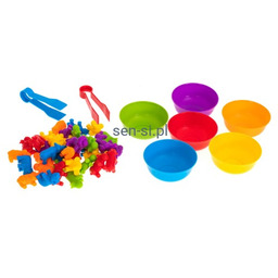 Zestaw do sortowania - zwierzątka, miseczki, szczypce