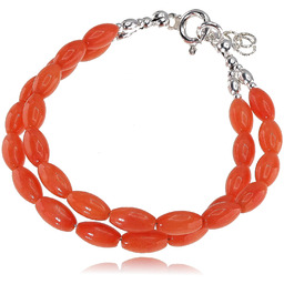 Koral Elegancka Podwójna Bransoletka Srebro